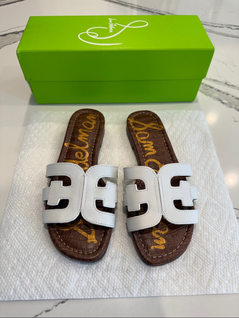 Sam Edelman Women’s Bay Slide Sandal Size 5.5 in White Leather